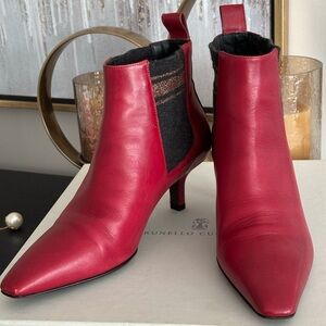 Brunello Cucinelli Leather Acne Boots; Excellent condition; Size 38; Burgundy ;